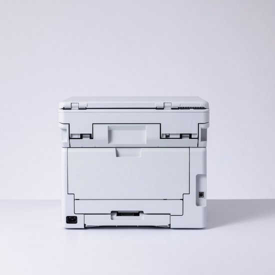 Witte Brother printer met gesloten kleppen, studio-opname.