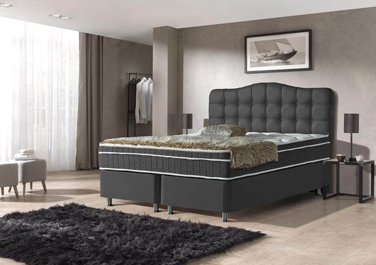 Opberg boxspring Marrakech - 180x200 - Zwart - met gratis topper!