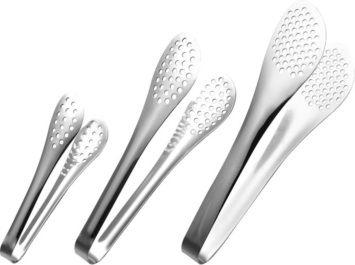 Set van 3 keukentangen roestvrijstalen saladetangen gebaktangen voedseltangen