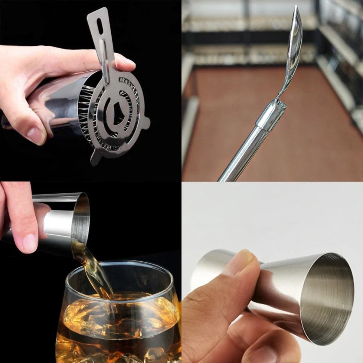 Cocktail set - 5 delig - Zilver - Cocktailsets met cocktailshaker - Cadeauverpakking / Luxe verpakking - RVS — cadeau in Kookcadeaus - foto 3