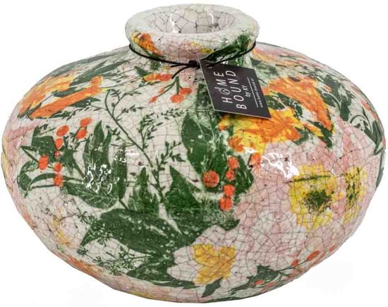 Pors vaas aardewerk wit 17x16cm - Woonwinkel
