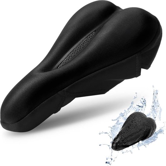 MSDADA Grote gel-fietszadelhoes, extra zacht en breed fietszadelkussen voor heren en dames, geschikt voor binnen- en buitenfietsen en hometrainers, blauw (ca. 28,5 x 25,5 cm