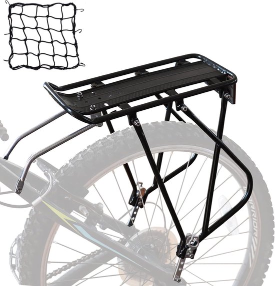 ROCKBROS Fietsbagagedrager, aluminiumlegering, verstelbaar, voor 26-29 inch achterfiets, zadelpen, bagagedrager met snelspanner en reflector, voor universele racefietsen en mountainbikes