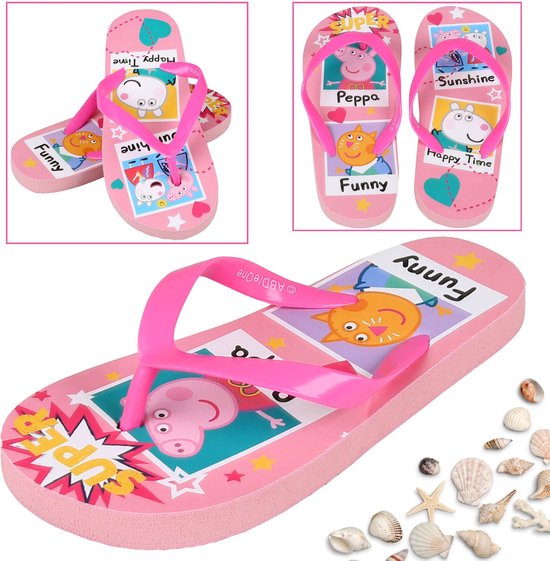 Pantoufles/tongs roses Peppa Pig pour filles, pantoufles de bain pour filles