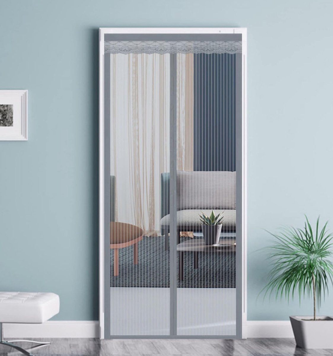 Vliegengaas Deur - Muggengaas Gordijn - Insecten Buiten Houden - Automatisch Zelfdichtend - 80 x 210 cm - Zwart