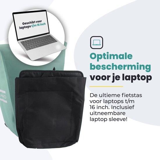 Voltano Luxe E-bike Fietstas Enkel 28L - Mint Groen - Pakaftas Met Laptop vak - 100% Waterdicht - Met Gratis Schouderband van Voltano — afbeelding 2