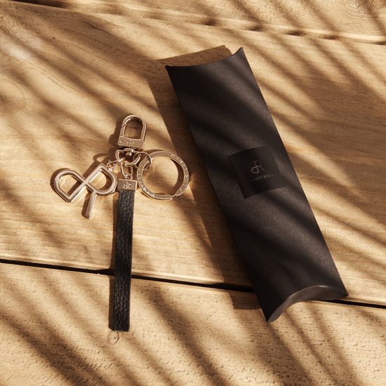 Porte-clés dR Amsterdam | Porte-clés en cuir pour adultes | Porte-clés pour hommes et femmes | Idéal comme cadeau pour la Vaderdag ou la fête des mères | Porte-clés pour voiture | Porte-clés élégant en cuir Menthe - 110392 Noir