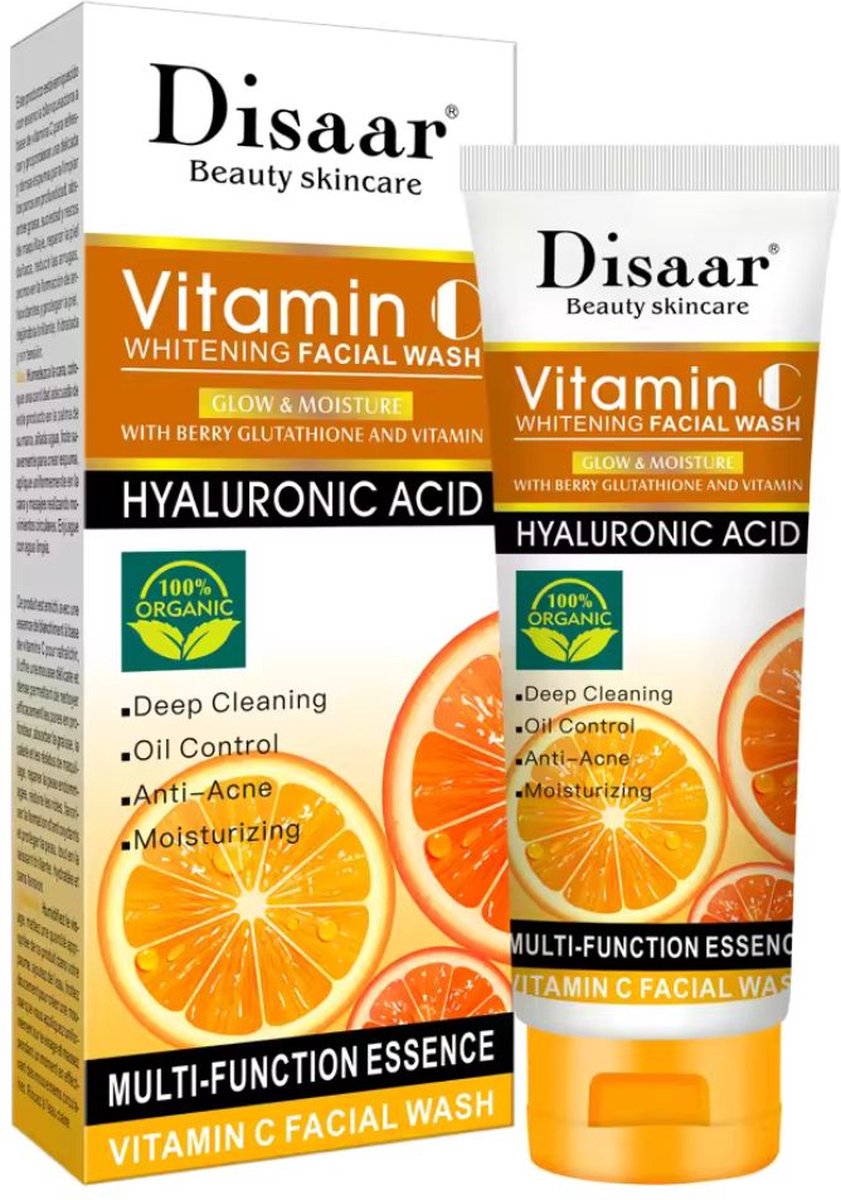 Goedkoopste Gezichtsreiniger met Vitamine C & Hyaluronzuur – Stralende & Egale Huid – Verbetert Huidtextuur, Hydrateert & Verheldert – Diepe Reiniging tegen Onzuiverheden – Geschikt voor Alle Huidtypen