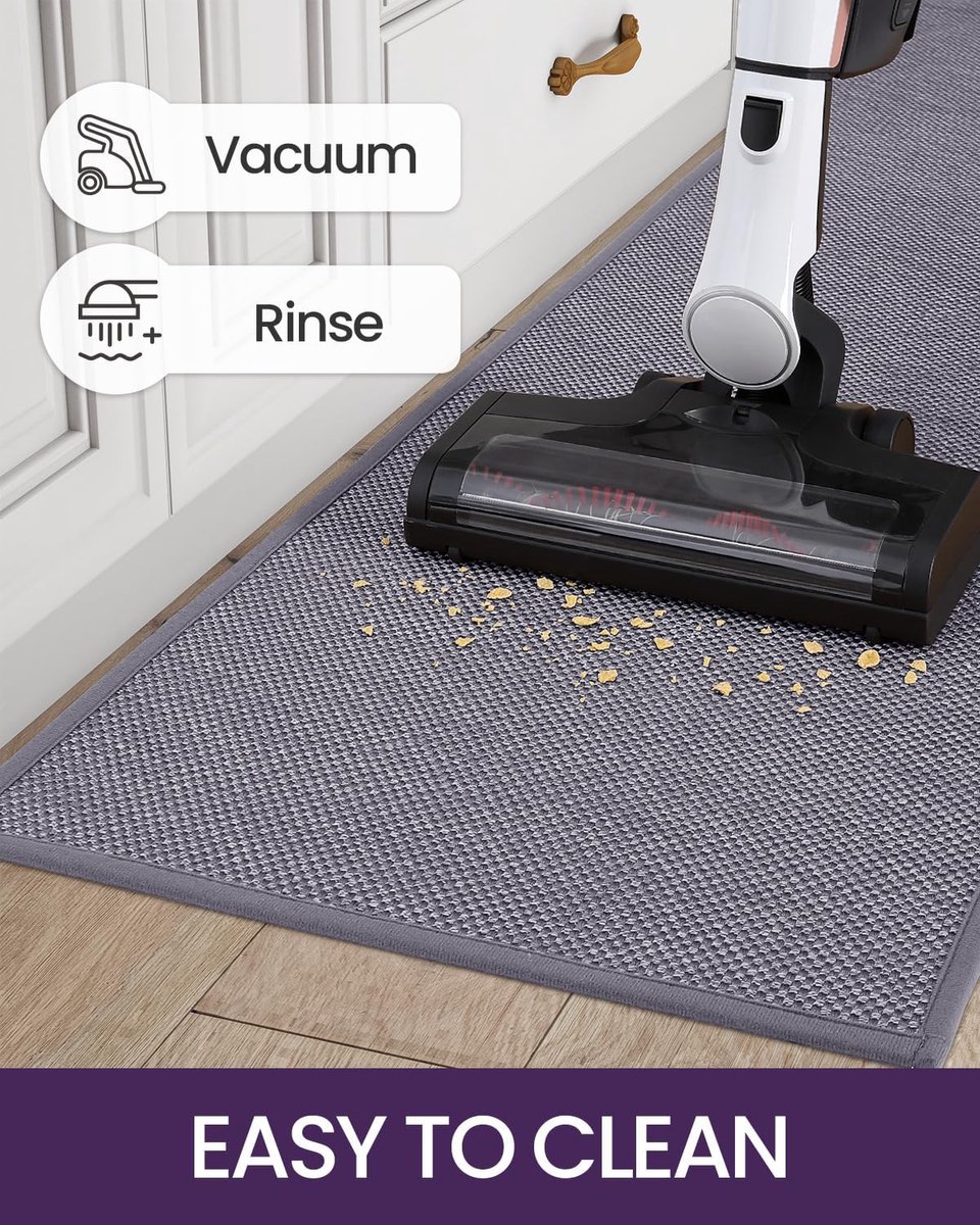 Ensemble De 2 Tapis De Cuisine Anti-Fatigue - 43x75cm + 43x150cm - Antidérapant Et Lavable