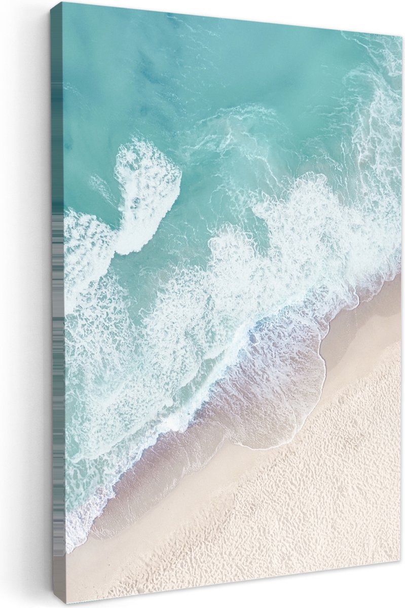 Canvas schilderij 20x30 cm - Wanddecoratie badkamer Strand - Zee - Natuur - Zomer - Muurde