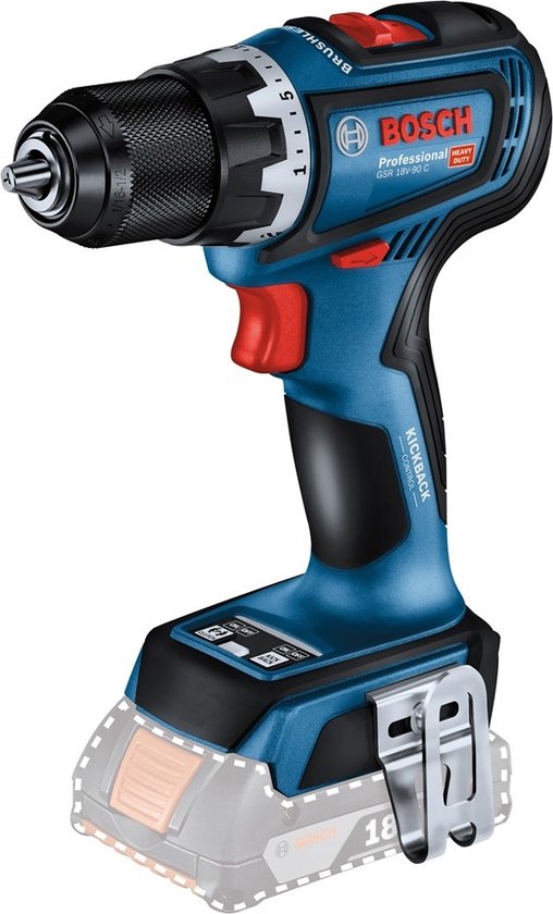 Bosch Professional GSR 18V-90 C Accu Schroefboormachine Bluetooth 18V Basic Body in L-Boxx – 06019K6002