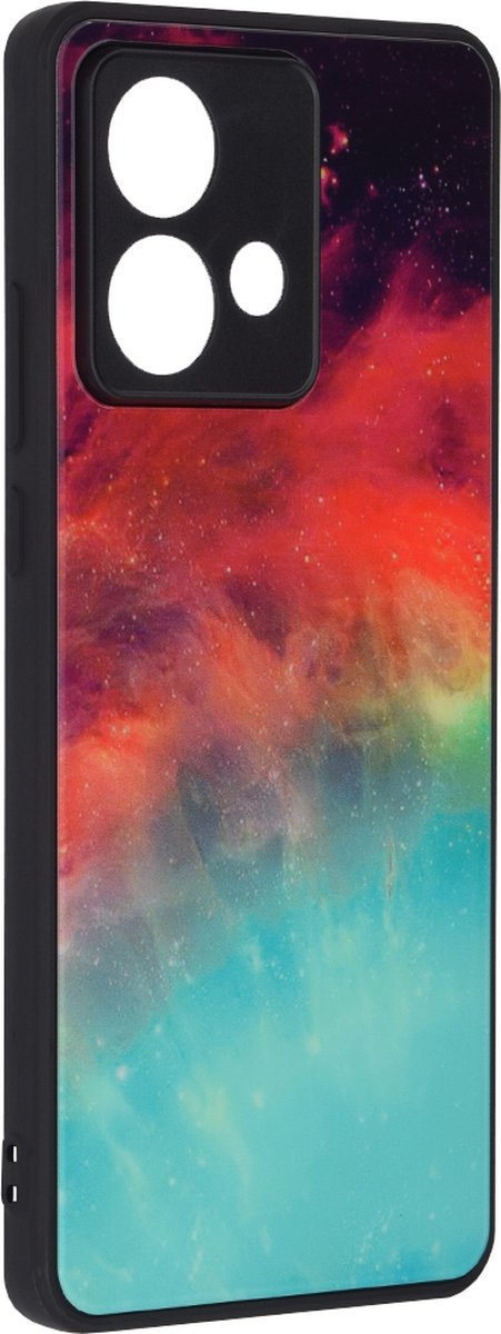 Techsuit Glaze Back Cover hoesje van Glas voor Motorola Edge 40 Neo - Fiery Ocean