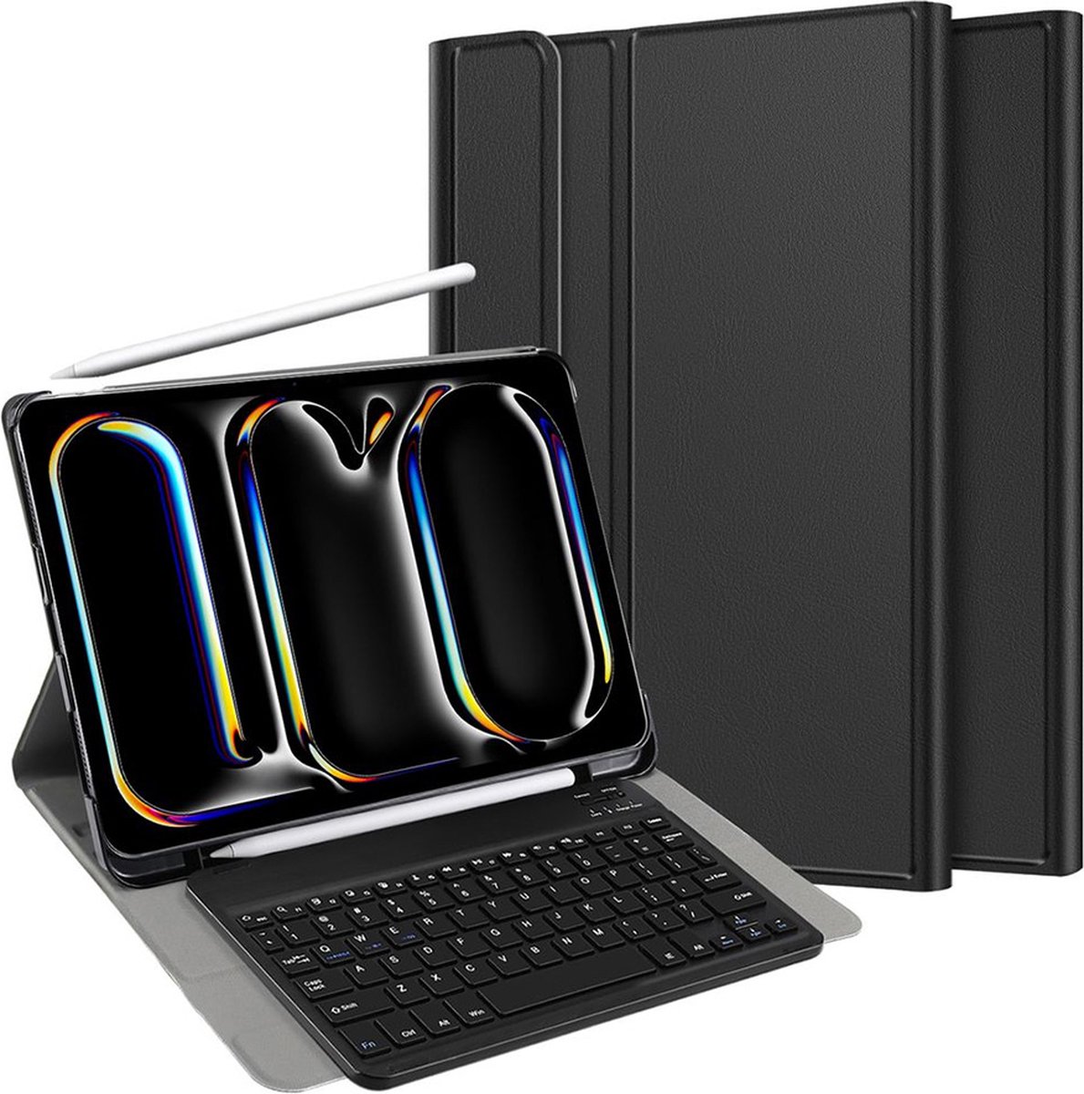 Just in Case tablet Hoes met Toetsenbord geschikt voor iPad Pro 13 (2025 / 2024) M5 / M4 - QWERTY Bluetooth Keyboard Case - Zwart