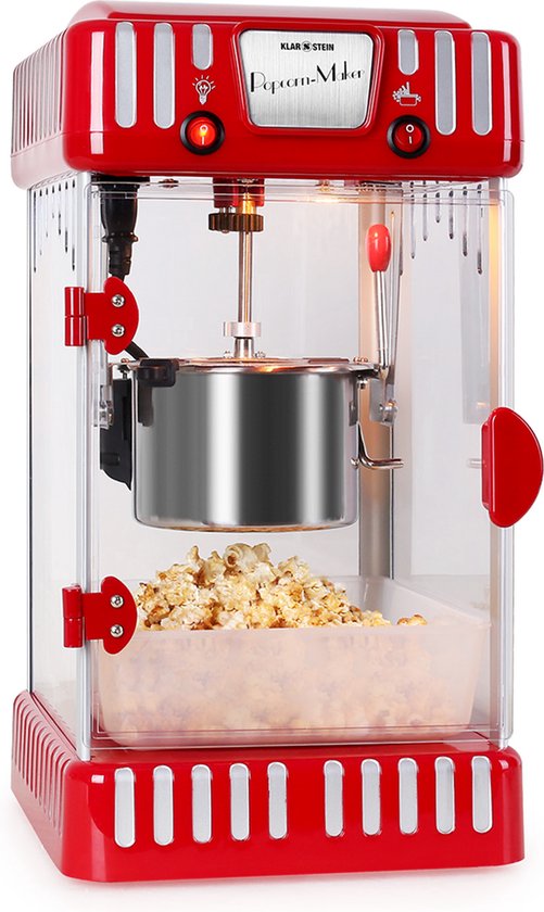 Klarstein Volcano Popcornmachine - Hetelucht Popcorn Maker 300W - 60 liter per uur - roestvrij staal