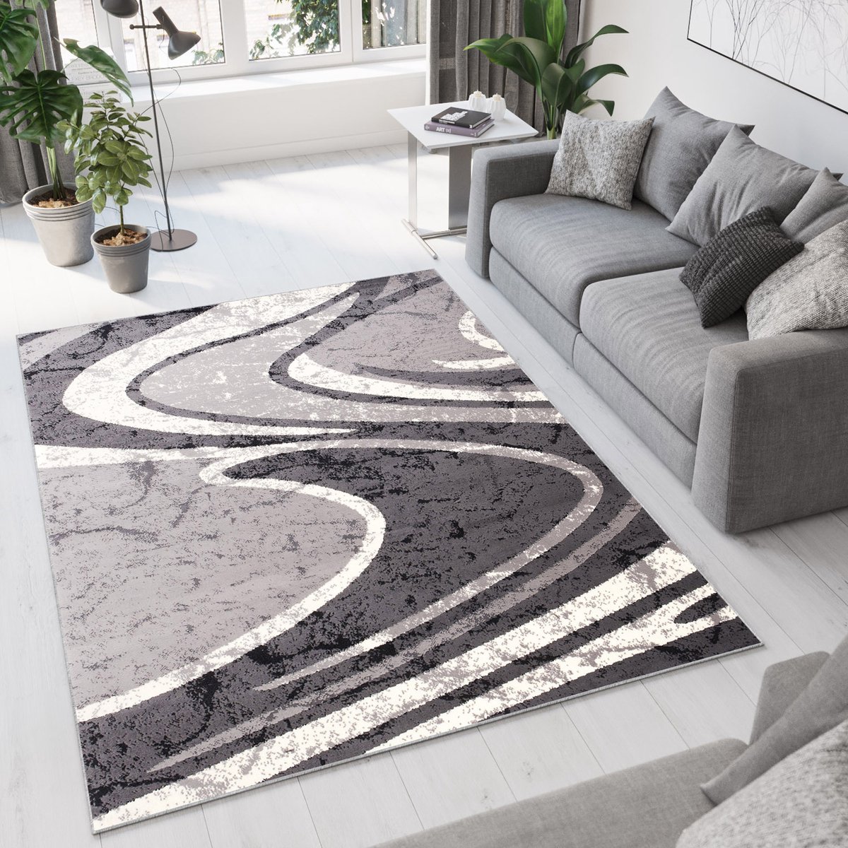 Tapiso Dream Vloerkleed Grijs Modern Abstract Woonkamer Tapijt Maat- 250x300