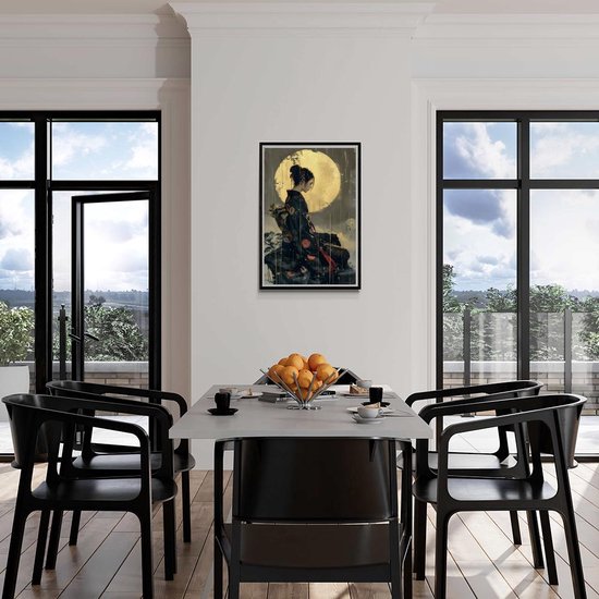 Solitaire Poster | Geisha Poster | Femme Affiche| Affiche élégante | Affiche orientale | Affiche artistique | Affiche japonaise | 61x91cm | MT | Décoration murale | Affiche murale | Convient pour l'encadrement