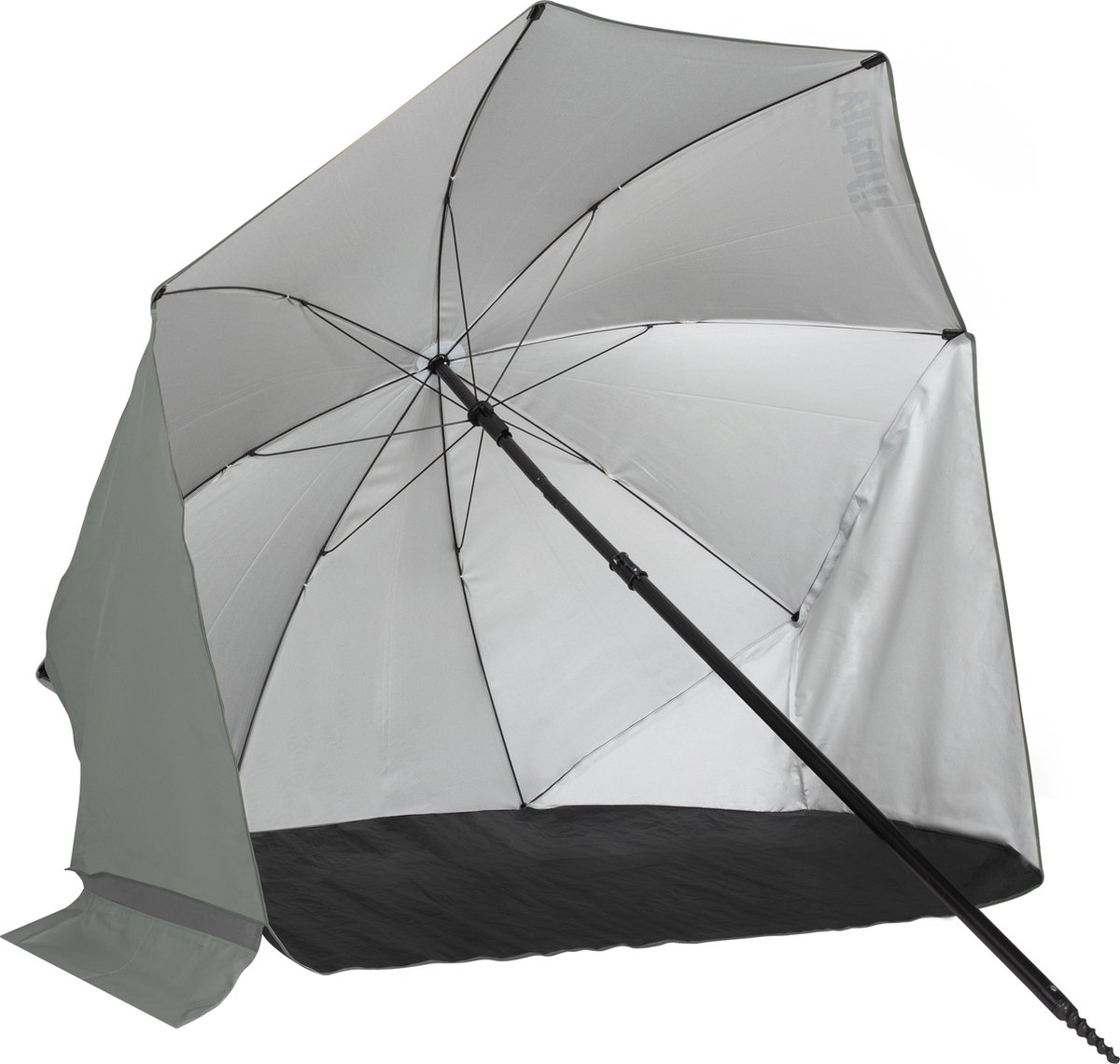 VirtuFit Strandparasol - Afneembaar Windscherm - Grijs - 160 x 180 cm - Stevige Constructie - Incl. Draagtas