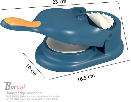 Borvat® - Machine à boulettes 2 en 1 - Presse à pâte manuelle - Machine à pâte - Emballage de pâte - Dumpling Maker - Ravioli Maker - Pie Maker - Blauw