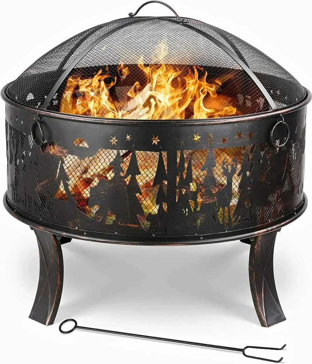 Wildor® Vuurkorf - Vuurschaal - Hout Branden - Met vonkscherm - Buiten - Open Haard