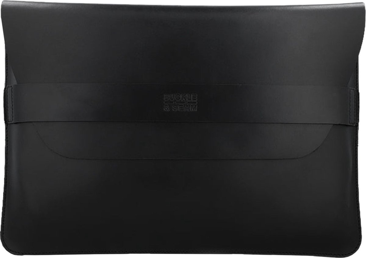 BUCKLE & SEAM Leren Laptop hoes met laptopvak Terra Leather Laptop Sleeve Black Zwart