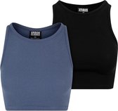 Urban Classics - Rib 2Pack Crop top - XL - Blauw/Zwart