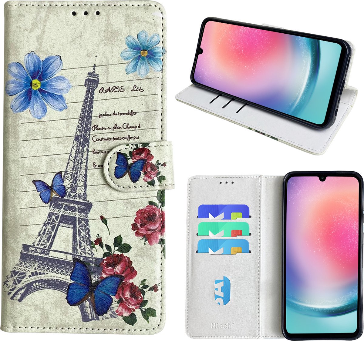 Hoesje geschikt voor Samsung Galaxy A24 Bookcase met Eiffel Toren /Parijs