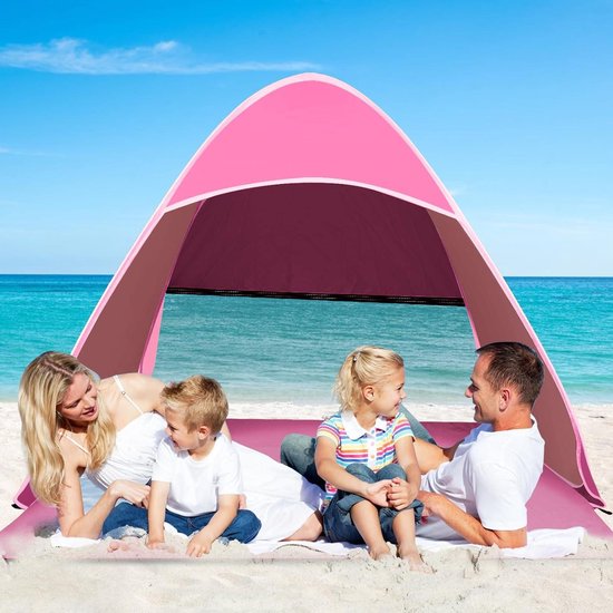 Pop-Up Beach Shelter UPF 50+ Portable Beach Tent Small Pack Size Includes Carry Bag and Pegs (Pink) - JOPHEK Beach Tent van POP — afbeelding 4