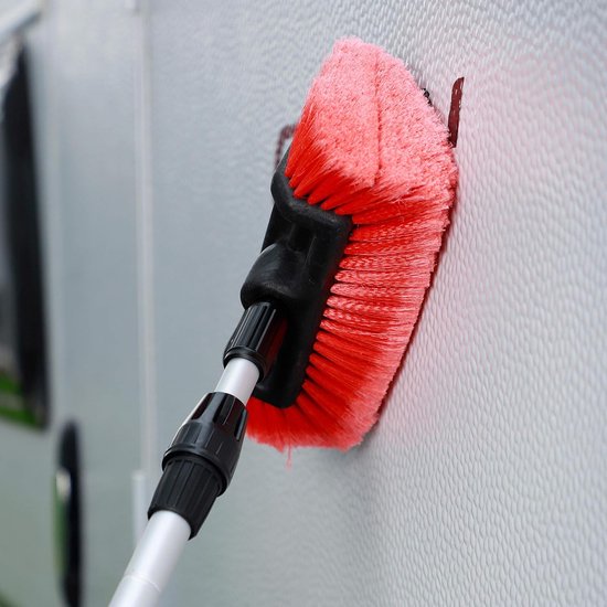 Brosse de lavage télescopique, brosse de lavage de voiture pour caravane, voiture, camion, bus, fourgonnette, camping-car, manche télescopique de 105 à 180 cm extensible, brosse de lavage de voiture, brosse de nettoyage