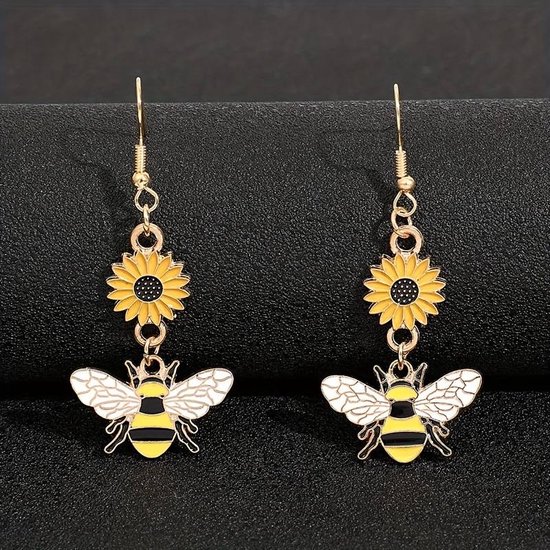 Oorbellen bijen zonnebloemen