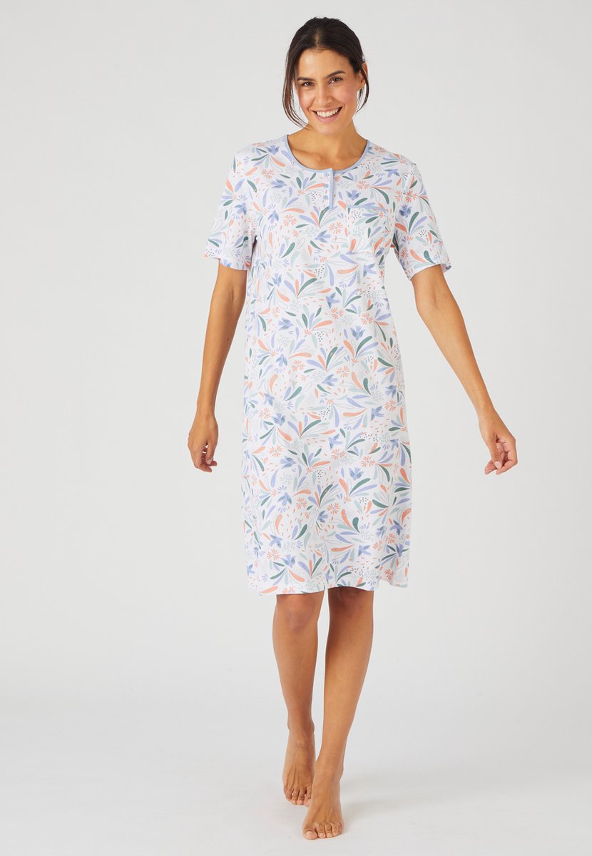 Damart Chemise De Nuit Maille Jersey Pur Coton Peigné Femme - Confort Et Douceur