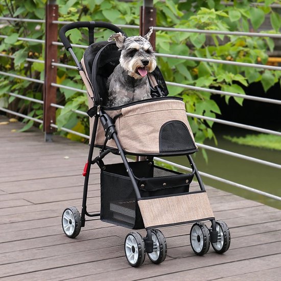 Hondenwagen met 4 wielen en afneembare bekerhouder, kinderwagens for kleine middelgrote honden, kinderwagen for huisdieren Lichtgewicht drager Ritsloze toegangswagen (Color : Gray A Hondenwagen met 4 wielen en afneembare bekerhouder, kinderwagens for kleine middelgrote honden, kinderwagen for huisdieren Lichtgewicht drager Ritsloze toegangswagen (Color : Gray A