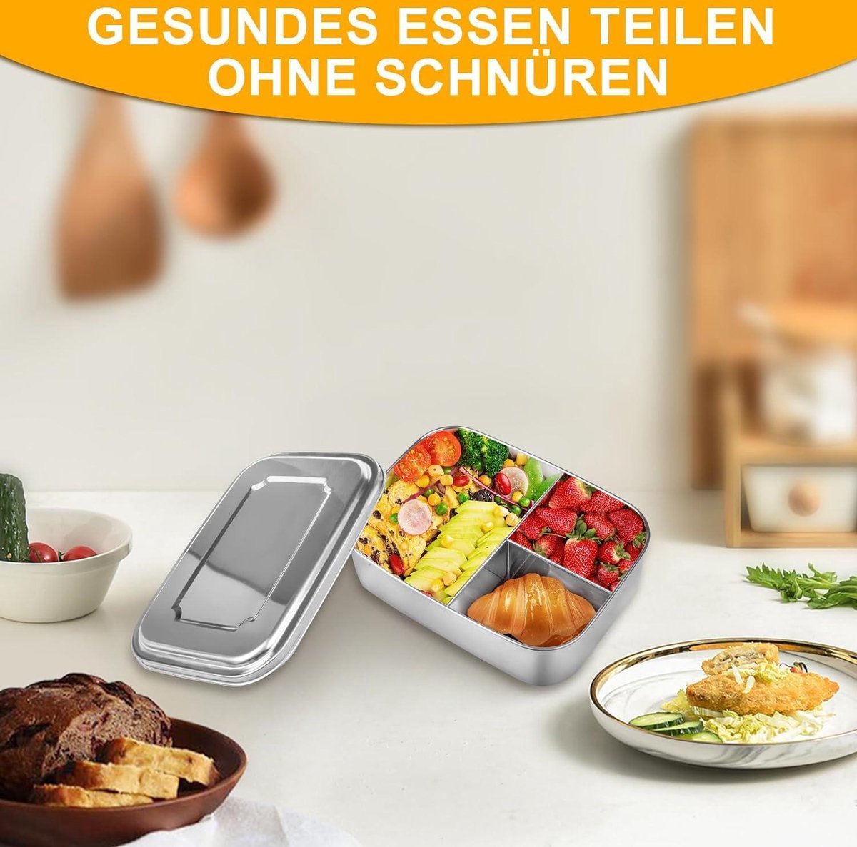 IMALPQPP Lunchbox van roestvrij staal, 1400 ml, robuuste en