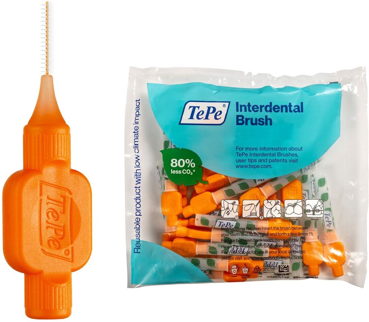 Interdentale borstels Tepe Original Oranje 0,45 mm 25 Stuks