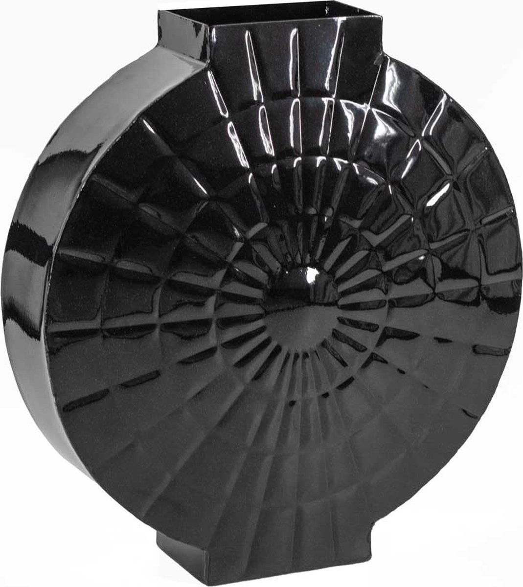 homebound by ky Vaas rond zwart | 35,5x8,5x38,5cm | metalen bloemenvaas zwart rond