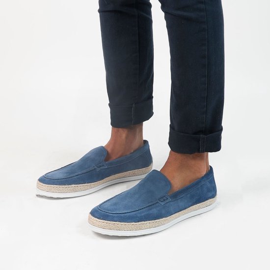 Mocassins Bateau Marechiaro 1962 En Daim Bleu - Taille 40 EU - Fabriqué à La Main En Italie