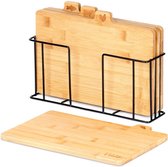VILDE Planches à découper en Bamboe sur support en métal, 28 x 20 cm, lot de 4, large éventail d'utilisations