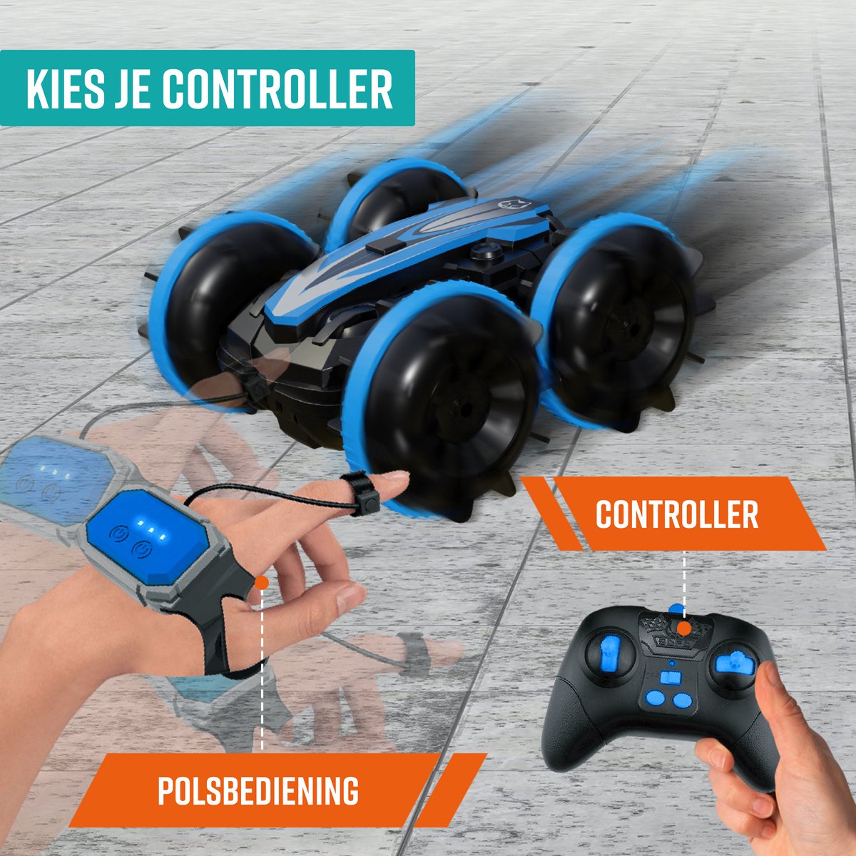 Napi Bestuurbare Auto All-Terrain - RC Auto met 2 Accu's - Waterdicht - Speelgoed Autos Jongens - Buitenspeelgoed - Race Car/Boot Land & Water - 1,5u Speelplezier - Radiografisch - Aqua-Land Racer — afbeelding 7
