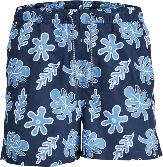 Foto: Jack jones heren zwemshorts jpstfiji aop donkerblauw bladeren print maat m