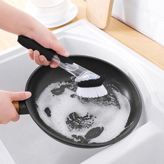 Afwasborstel met bamboegreep, 4 stuks schuurborstel, keukenborstel met handvat, afwasborstels voor servies, potten, pannen, keuken, spoelreiniging badkamerborstels