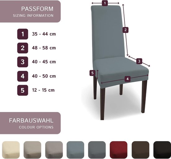 Scheffler-Home Stretch Stoelhoes Emma/Set van 6 Elastische Stoelhoezen