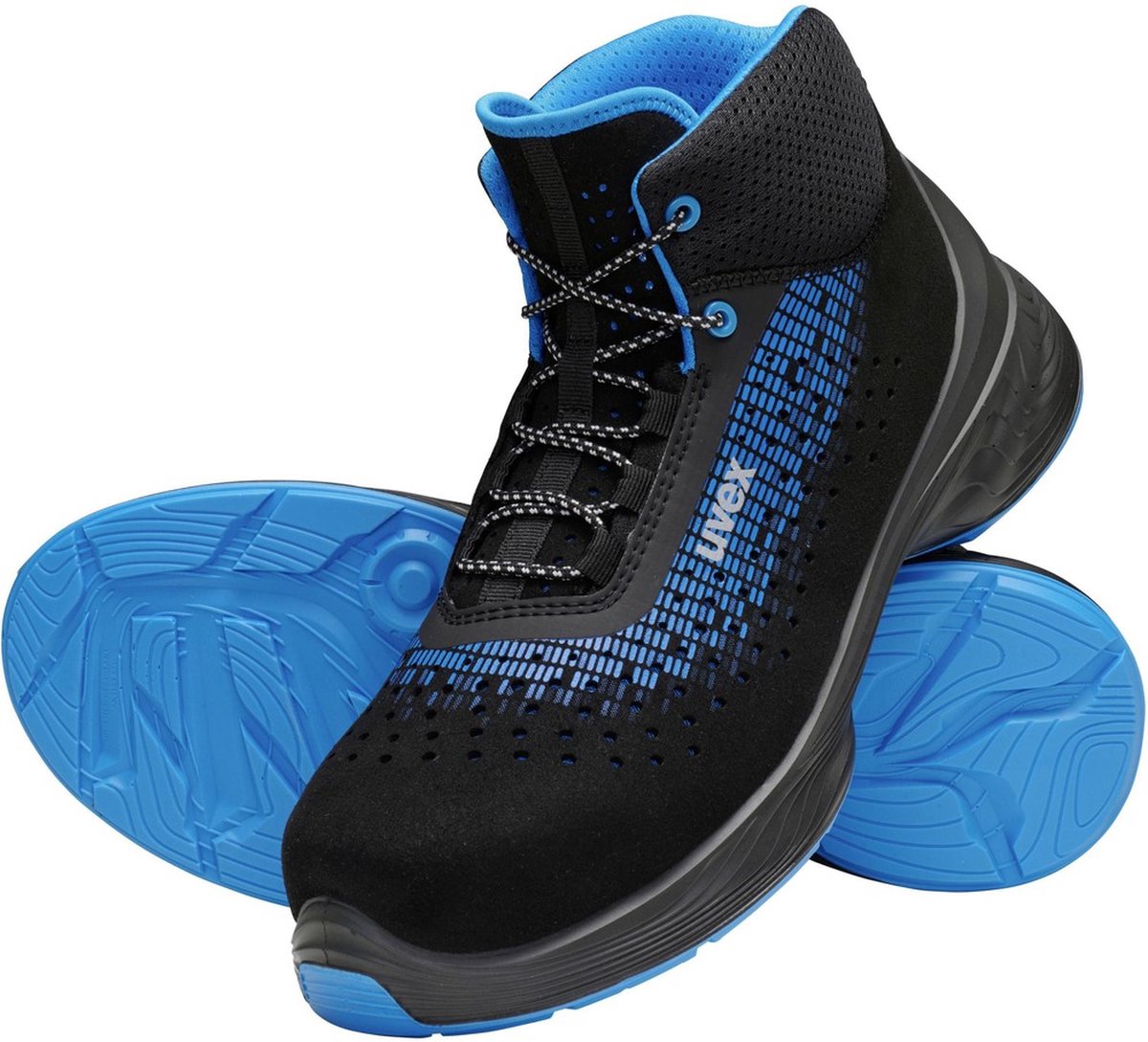 Uvex Sicherheitsschuh Stiefel 6831 Gel. Schwarz/Blau Pu-42 (Weite 14)