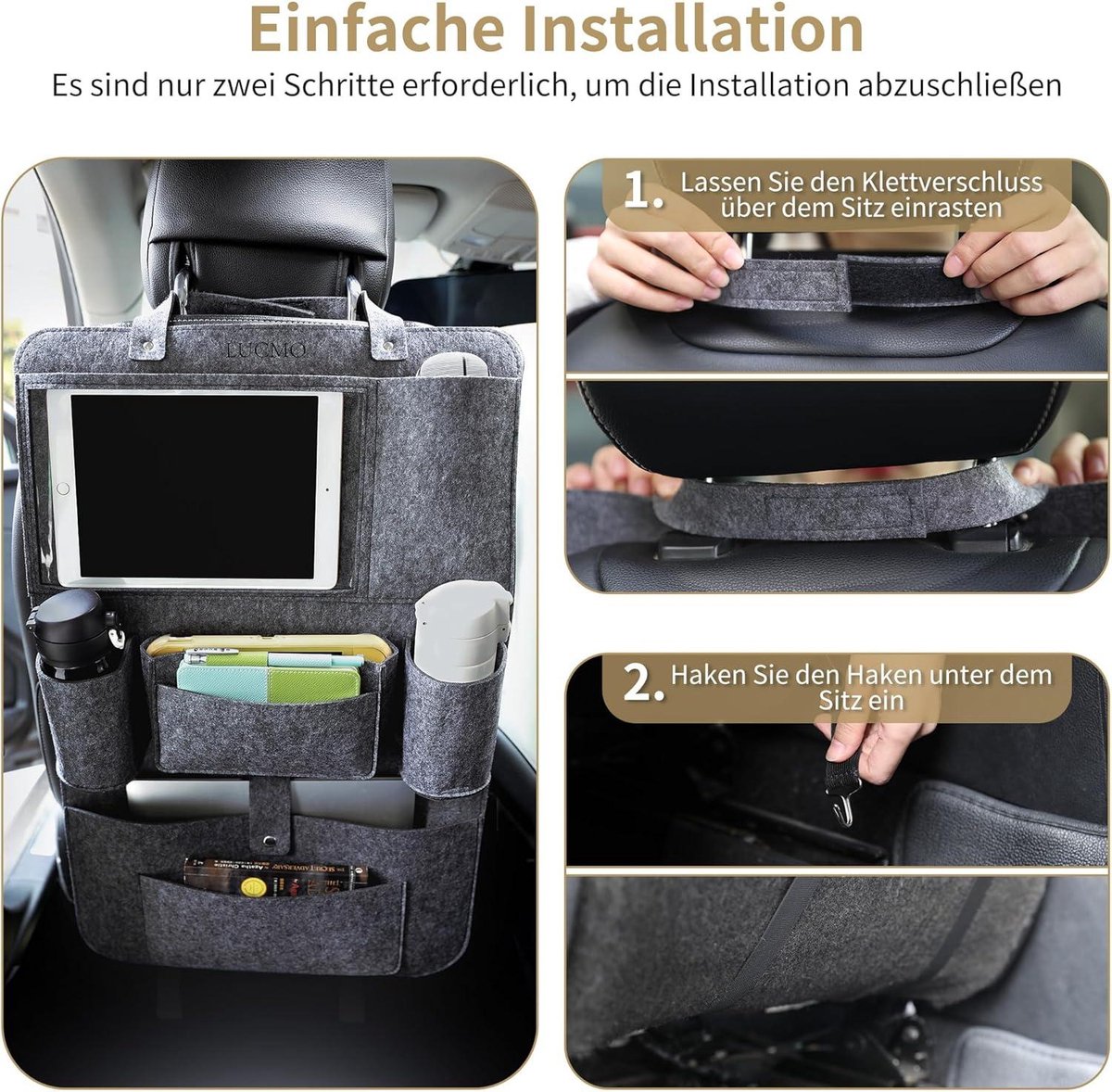 Rugleuningbescherming autostoelorganizer achterbank-organizer - tablet/telefoonopslag - waterdicht - multifunctioneel - autoopbergtas - veel zakken - html content nodig Auto organizer – foto 5