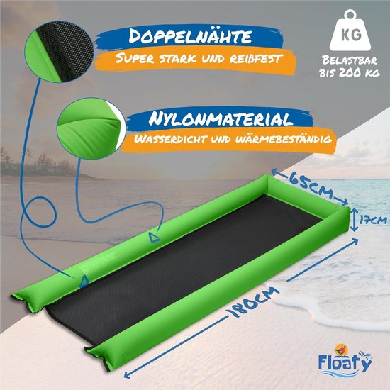 Zwemmatras, premium waterhangmat, transporttas, opblaasbaar zwembadluchtbed met lignet van Mipalo — afbeelding 2