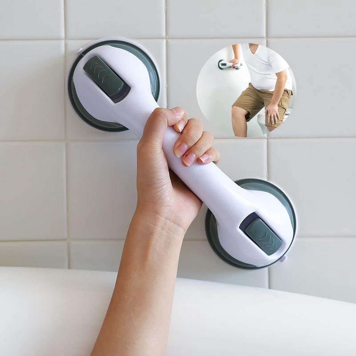 Handicap-handgreep Toiletveiligheidsleuning Opklapbare Wandgemonteerde Handgreep Roestvrij Staal Antislip Badkamergreepsteun for Oudere Senioren Zwanger (Color : White