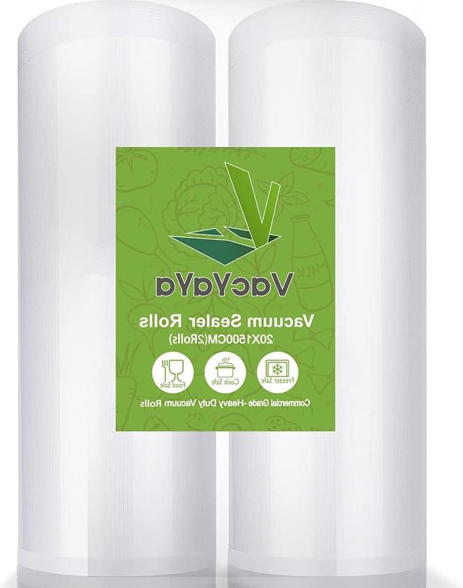 20x1500cm Rollen - 2 Pack (Totaal 30m) Vacuüm Food Saver Sealer Machine Vriezer Tassen Rolls - BPA Gratis - Heavy Duty - Geweldig voor Sous Vide en Vac Seal Opslag Rolls