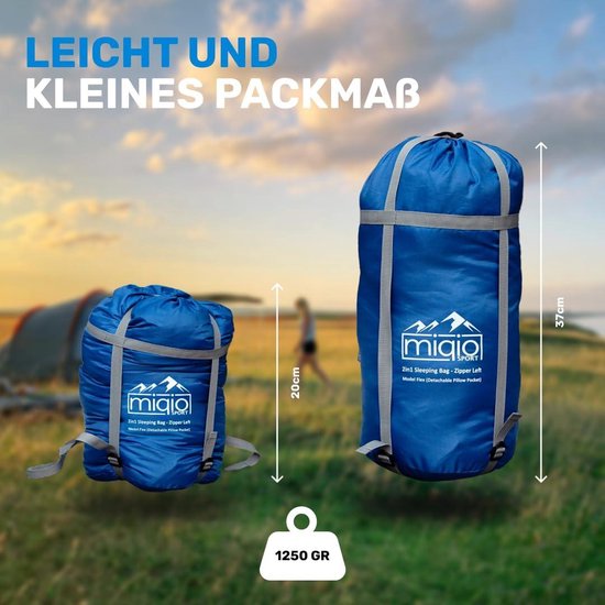 2-in-1 grote XL zomerslaapzak volwassenen compressiezak camping outdoor festivals dekenslaapzak XL reisdeken - koppelbaar van Merkloos — afbeelding 5