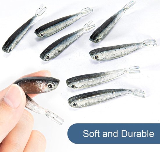 50 stuks plastic zacht vislokmiddel - levensechte gevorkte staart Minnow visaas voor baars crappie snoekbaarzen forel - zoutwater zoetwater van Aorace — afbeelding 5