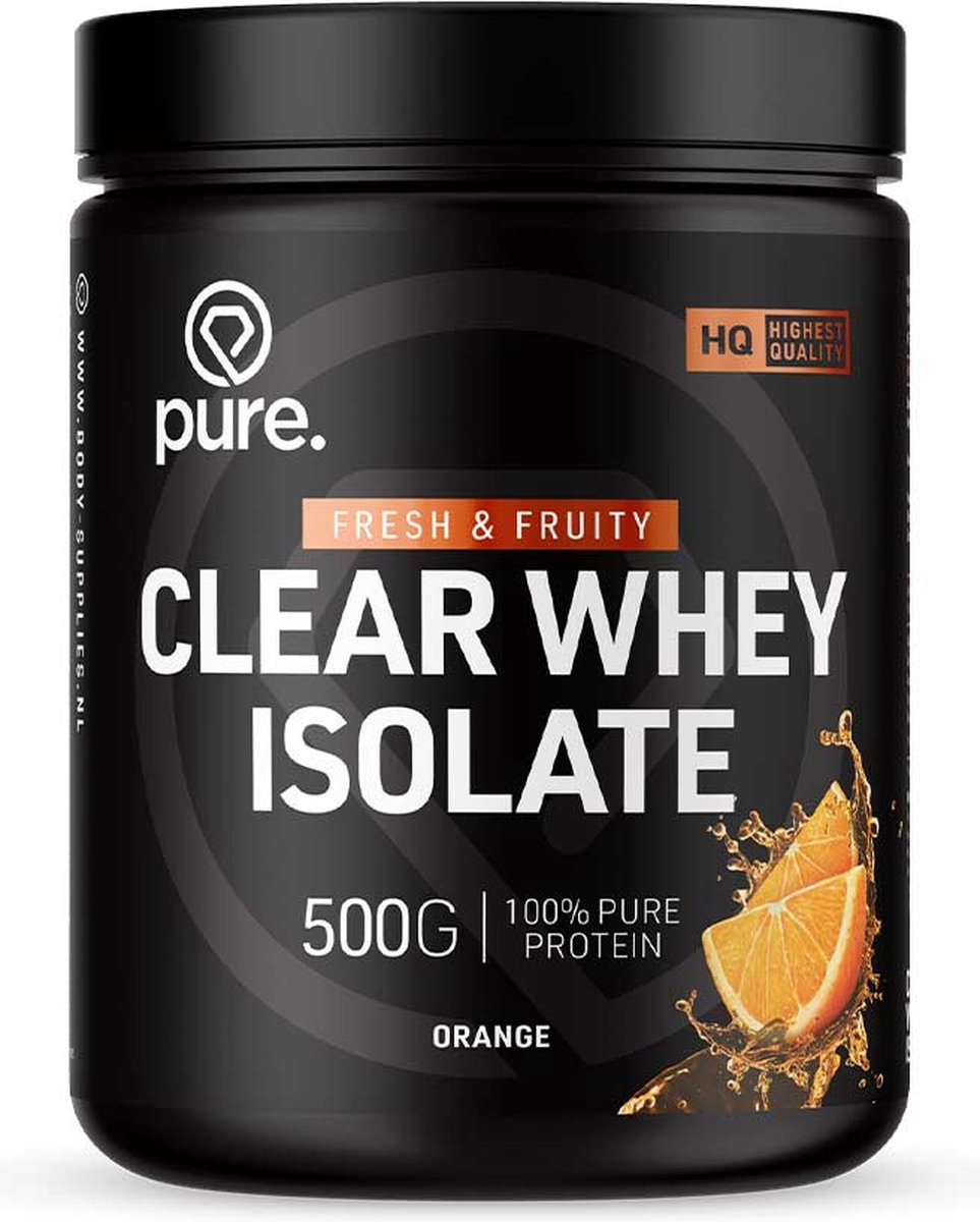 Goedkoopste Pure. Clear Whey Isolate - Eiwit Limonade - Clear Whey Protein - Verfrissende Eiwit poeder - Orange - 20 servings - 500g