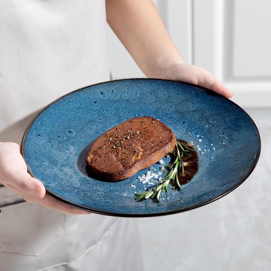 Vancasso Bubble Tafelservies, geglazuurd aardewerk, 32-delige set, vintagelook, bevat mueslikommen, koffiekopjes, dessertborden en platte borden, voor 8 personen