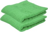 2x Luxe handdoeken groen 50 x 90 cm 550 grams - Badkamer textiel badhanddoeken
